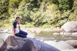 Girl at hot springs