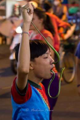 A boy performing